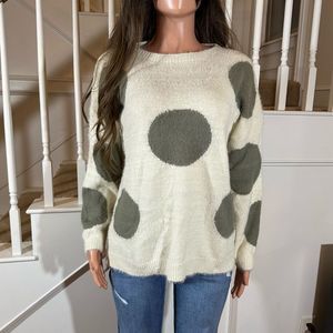 Easel Cream and Gray Polka Dot Sweater